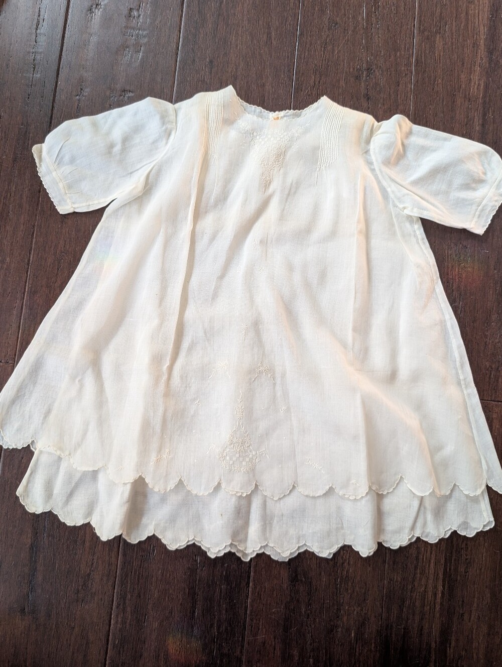 Antique Vintage Felbros Baby Baptismal Embroidered White 2 Piece Gown Set